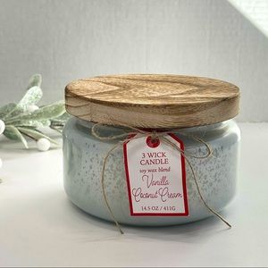 Vanilla Coconut Cream 3 Wick Candle Soy Wax Blend Christmas Noel Home Decor Burn